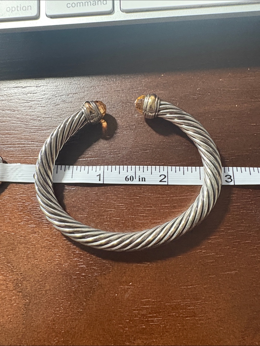 David Yurman Sterling Cable Cuff Citrine Terminal Silver Yellow reasonable offer - Picture 8 of 14